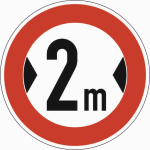 Verkehrsschild Durchfahrtsverbot über 2 m Breite.